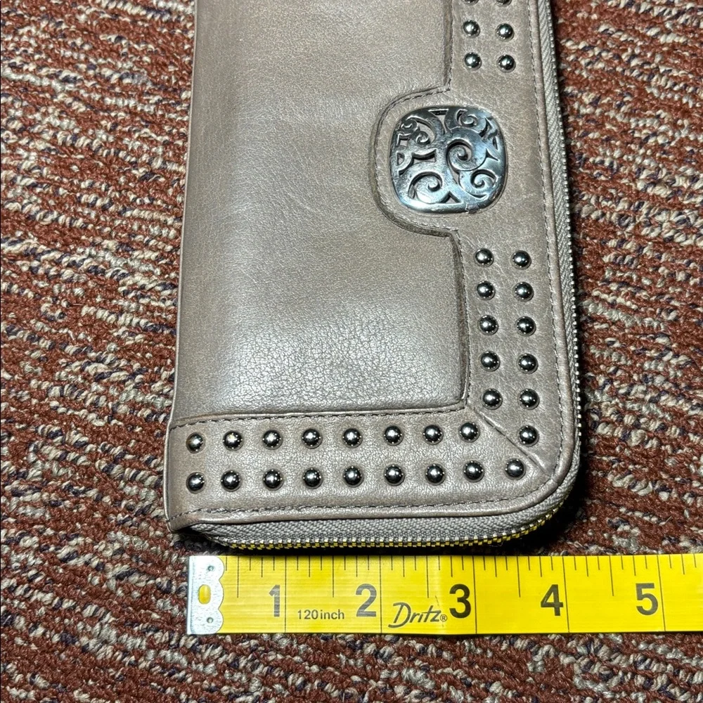 Brighton pretty tough studded medium leather wallet in Buff